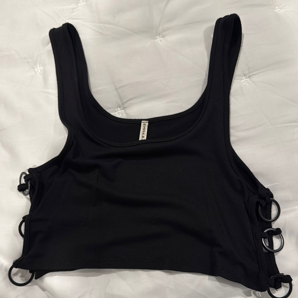 Black tank with detail on the sides